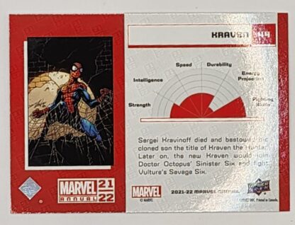 Kraven Blue Upper Deck 2021 Marvel Comic Card #44 Back