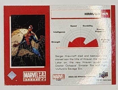 Kraven Blue Upper Deck 2021 Marvel Comic Card #44 Back