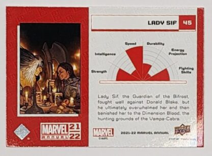 Lady Sif Upper Deck 2021 Marvel Comic Card #45 Back
