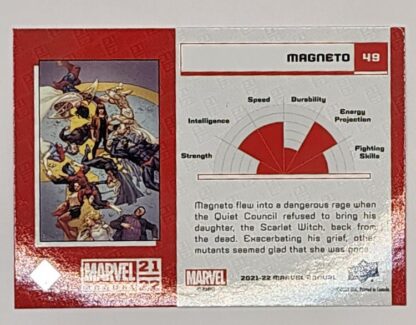 Magneto Blue Upper Deck 2021 Marvel Comic Card #49 Back