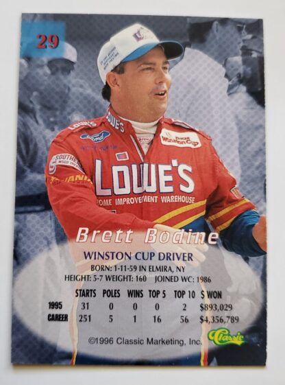 Brett Bodine Classic Marketing 1996 Winston Cup Driver #29 Back