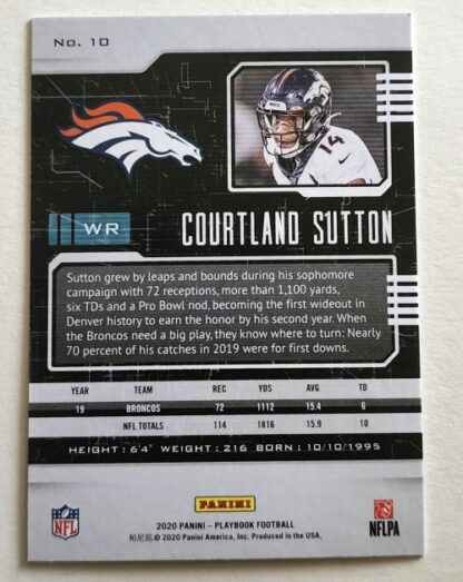 Courtland Sutton Panini Playbook 2020 NFL Card #10 Denver Broncos Back