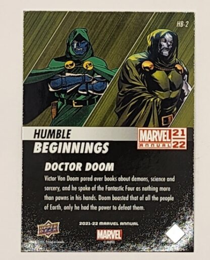 Doctor Doom "Humble Beginnings" Upper Deck 2021 Marvel Comic Card HB-2 Back
