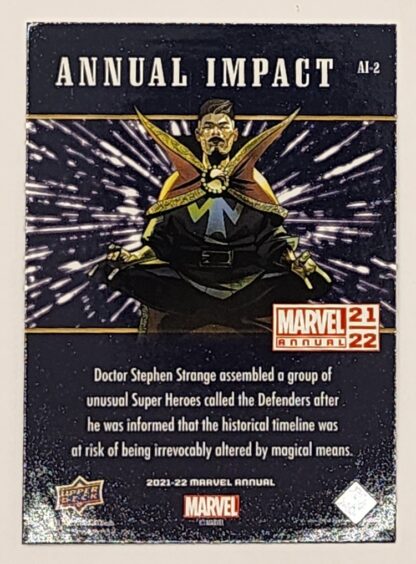 Doctor Strange "Annual Impact" Upper Deck 2021 Marvel Comic Card Number AI-2 Back