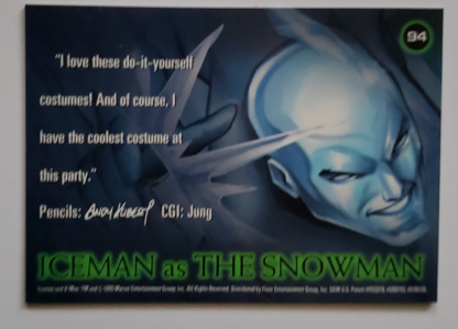 Iceman X-Men Fleer 1996 "Haunted Mansion" Marvel Comic Card #94 Back