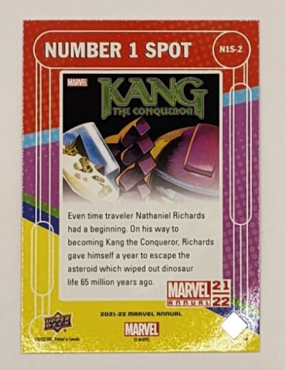 Kang The Conqueror #1 Upper Deck 2021 Marvel Comic Number 1 Spot #N1S-2 Back