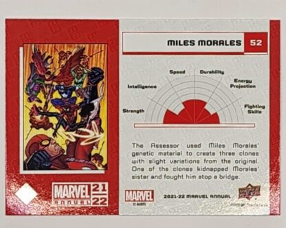 Miles Morales Upper Deck 2021 Marvel Comic Card #52 Back