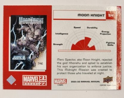 Moonknight Upper Deck 2021 Marvel Comic Card #54 Back