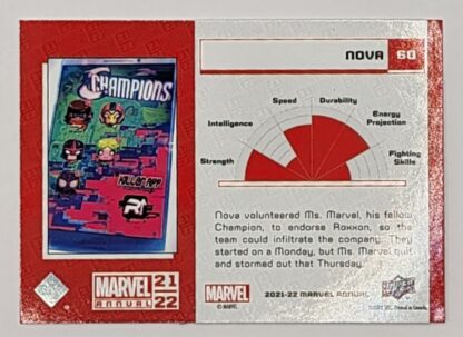 Nova Upper Deck 2021 Marvel Comic Card #60 Back
