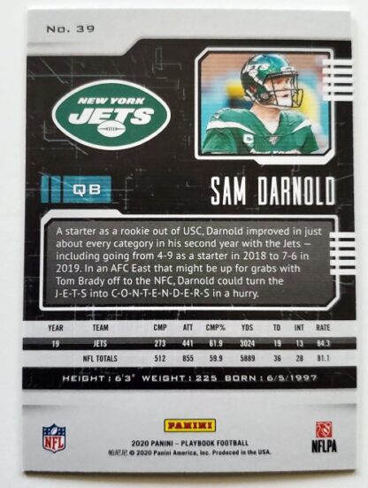 Sam Darnold Panini Playbook 2020 NFL Card #39 New York Jets Back