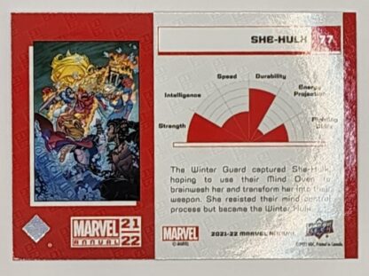 She-Hulk Blue Upper Deck 2021 Marvel Comic Card #77 Back