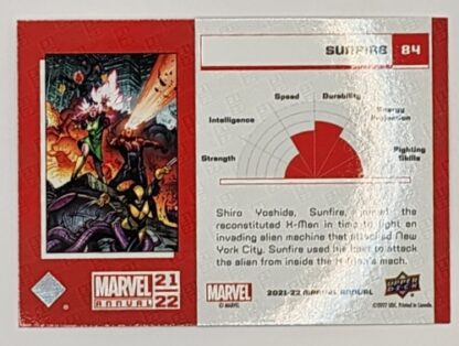 Sunfire Blue Upper Deck 2021 Marvel Comic Card #84 back