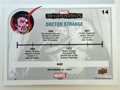 Doctor Strange Marvel Beginnings Upper Deck 2022 Volume 2 Series 1 Marvel Card #14 Back