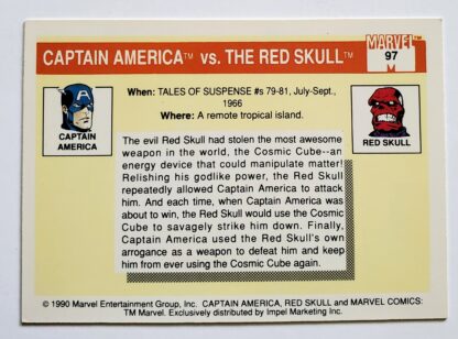 Captain America vs The Red Skull Marvel 1990 Impel Marketing Comic Card #97 Back