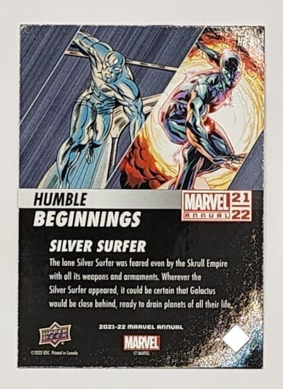Silver Surfer "Humble Beginnings" Upper Deck 2021 Marvel Comic Card HB-6 Back