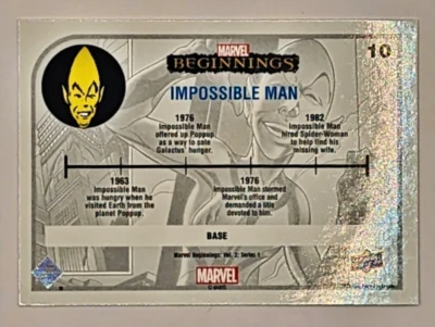Impossible Man Marvel Beginnings Upper Deck 2022 #10 back